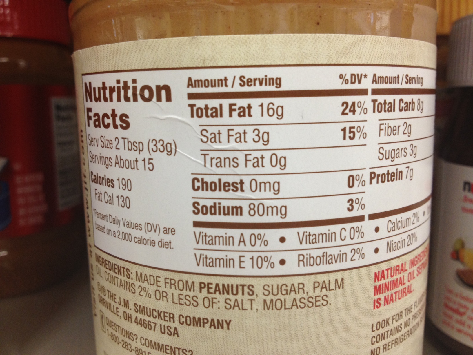 2 Tbsp Peanut Butter Nutrition