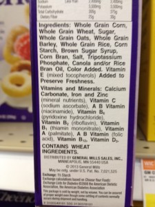 Cheerios MG label